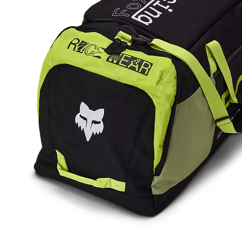 RACE SPEC PODIUM 180 DUFFLE in a sleek black design with multiple compartments, showcasing its durability and spaciousness.