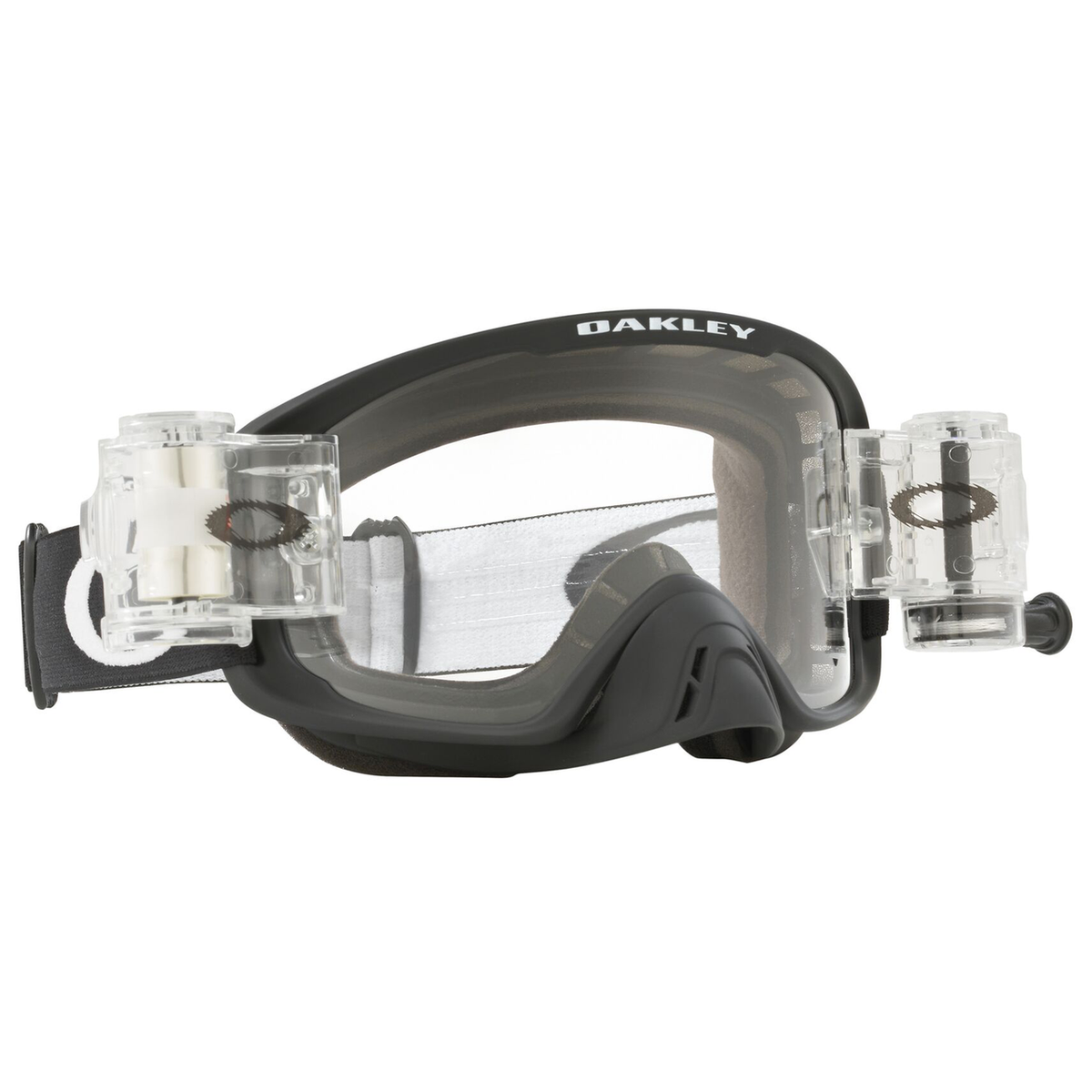 Oakley O Frame 2.0 Pro MX Matte Black w/Clear Roll Off motocross goggle, front view