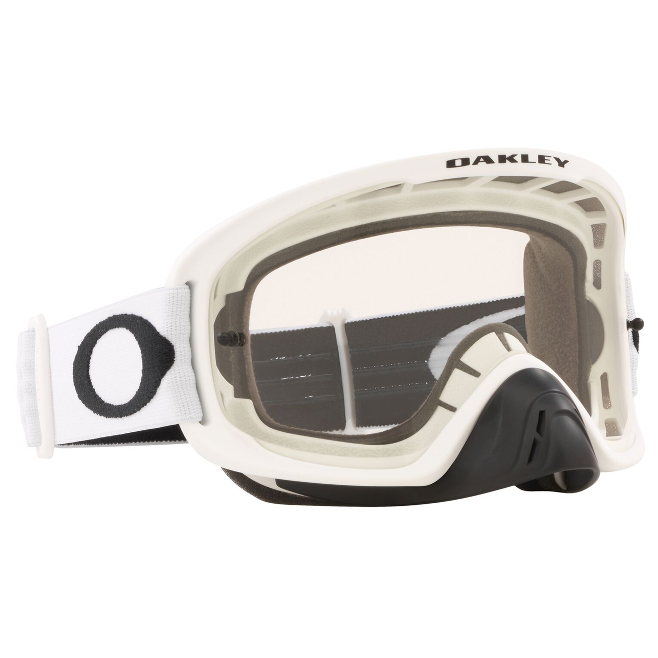 Oakley O Frame 2.0 Pro MX Matte White w/Clear motocross goggle, front view
