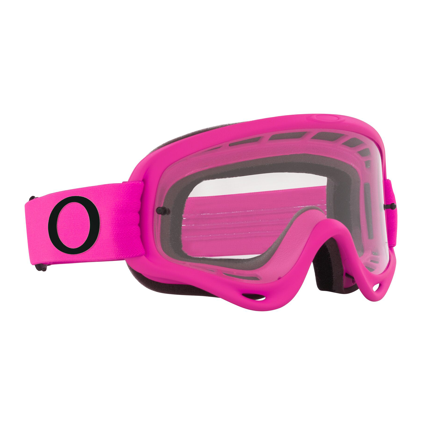 Oakley O Frame MX Moto Pink w/Clear motocross goggle, front view