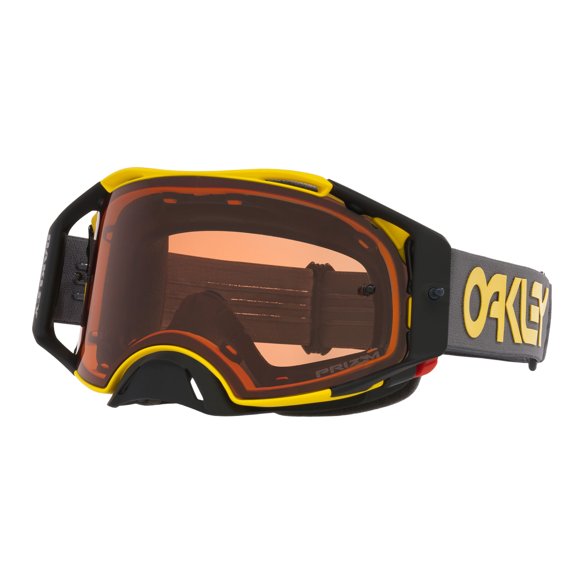 Oakley Airbrake MX Moto Yellow w/Prizm Bronze motocross goggle, front view