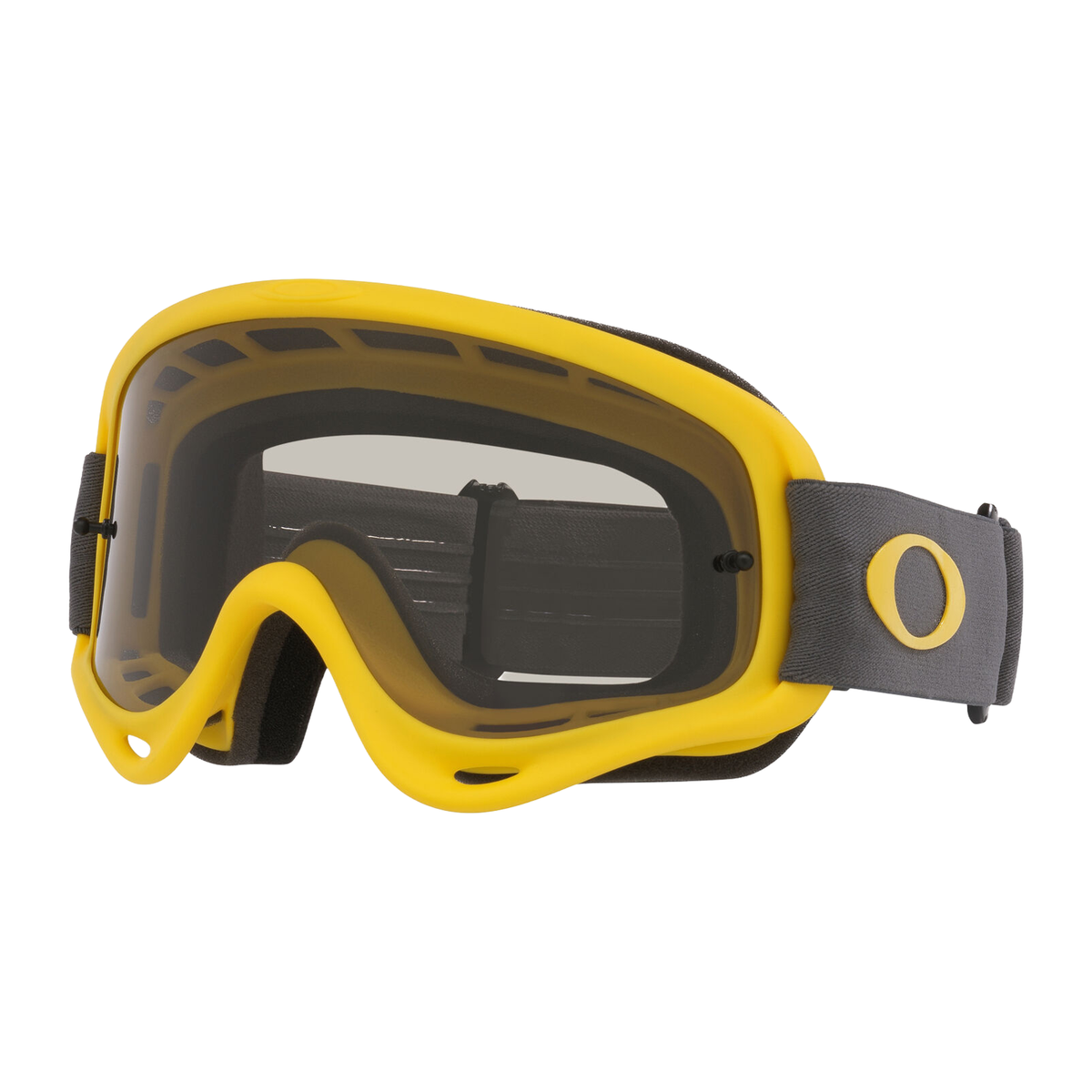 Oakley O Frame MX Moto Yellow w/Light Grey motocross goggle, front view