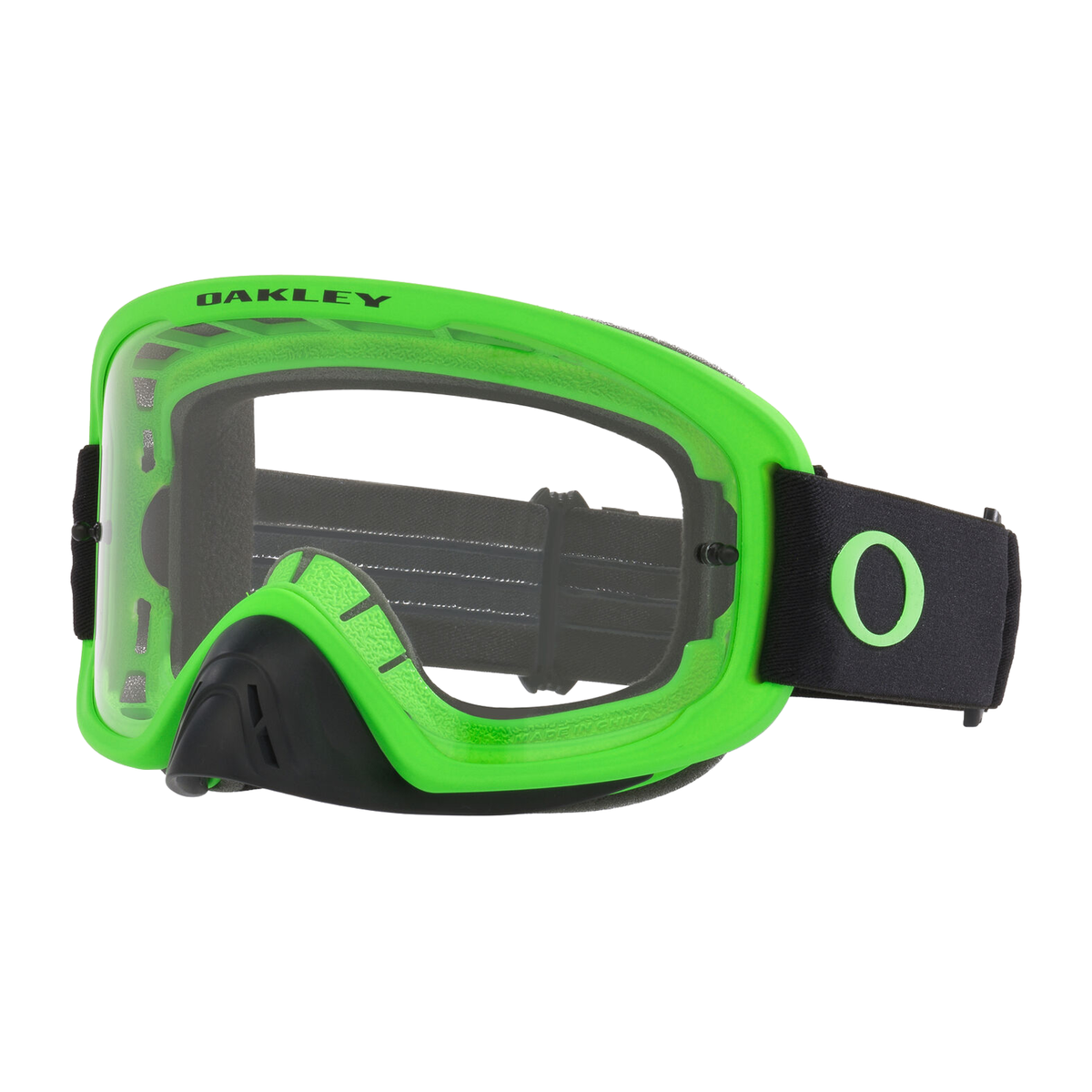 Oakley O Frame 2.0 Pro MX Neon Green w/Clear motocross goggle, front view
