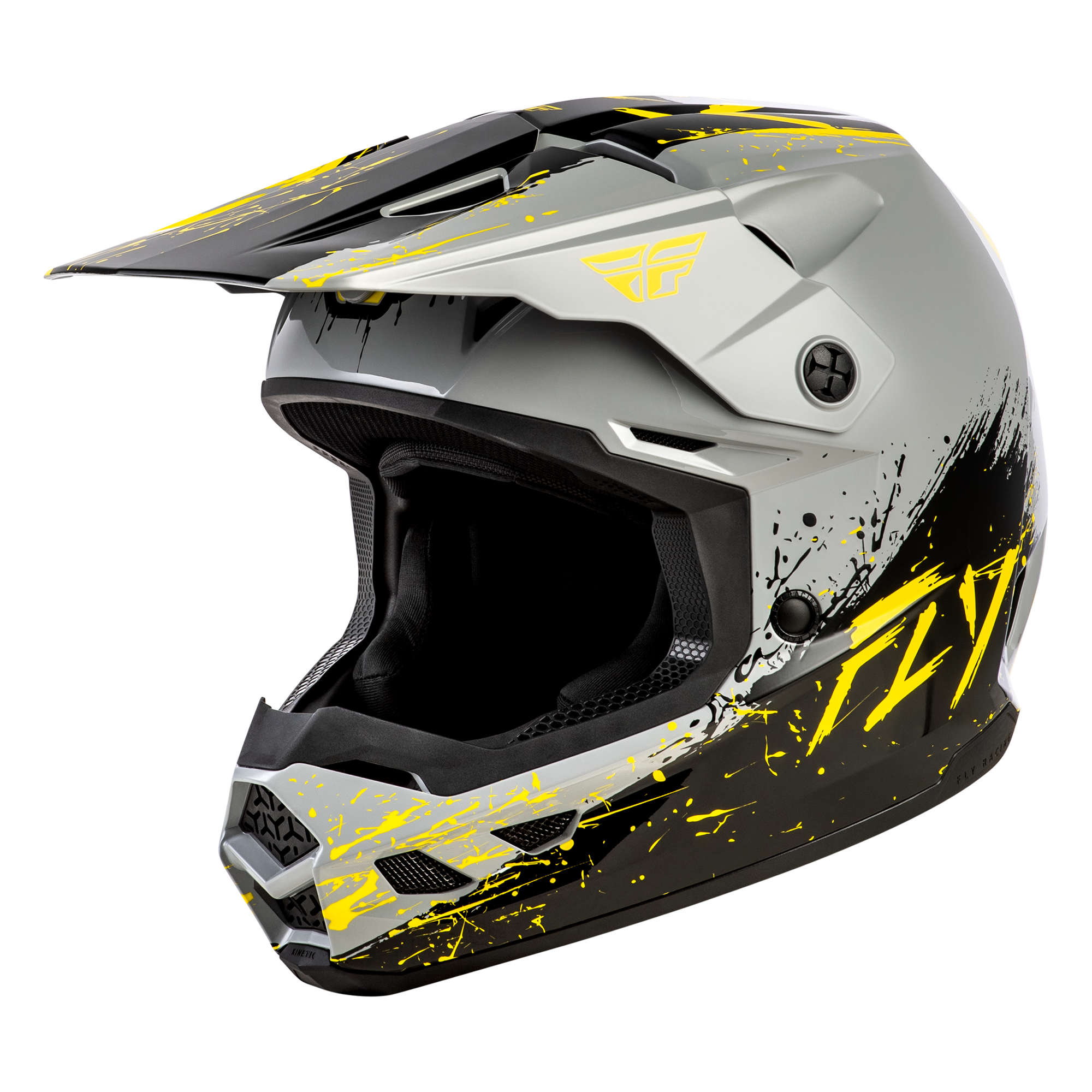 Kinetic Youth Drip Helmet - Grey/Black/Yellow