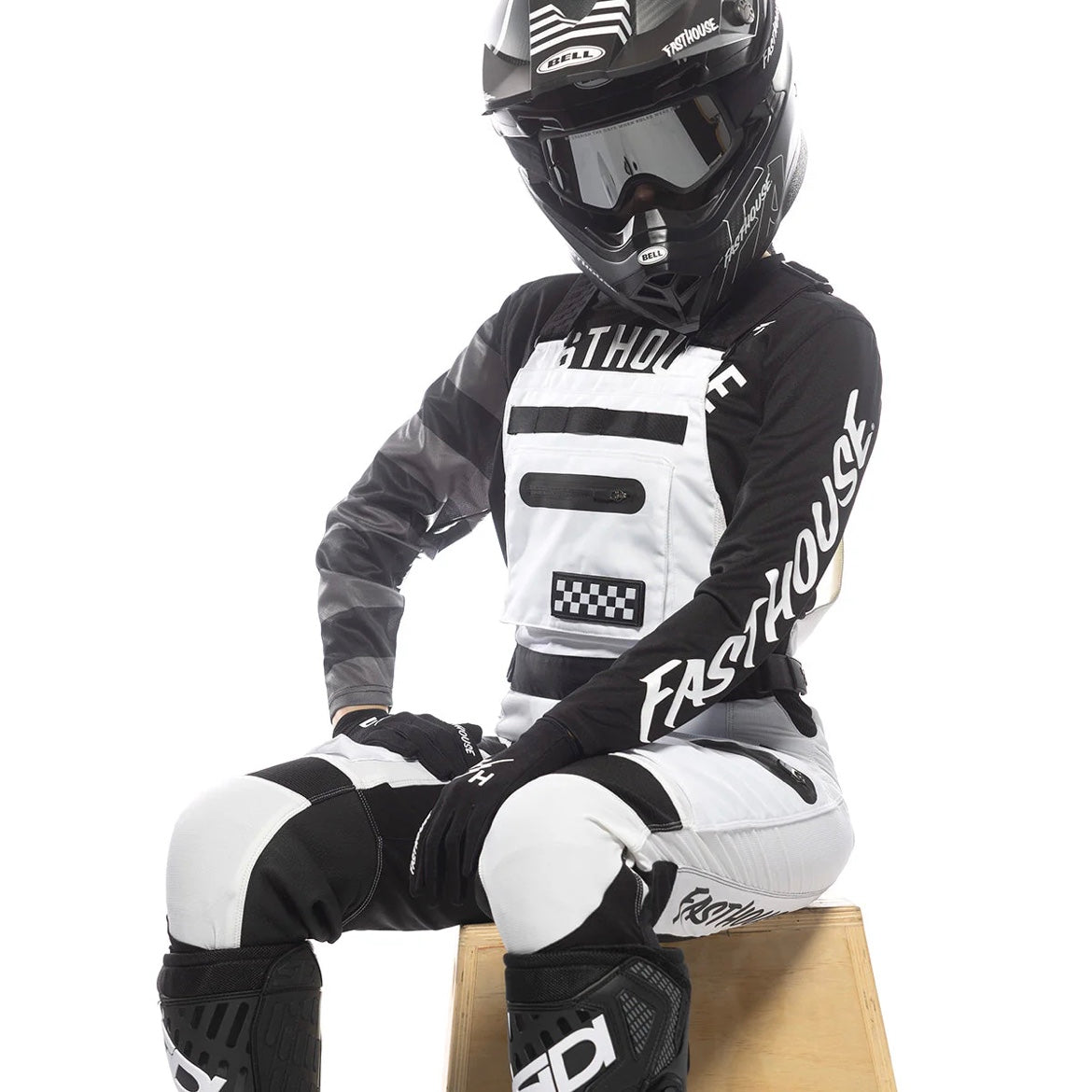 Women's Motorall MX motocross boots in white and black colorway, side view