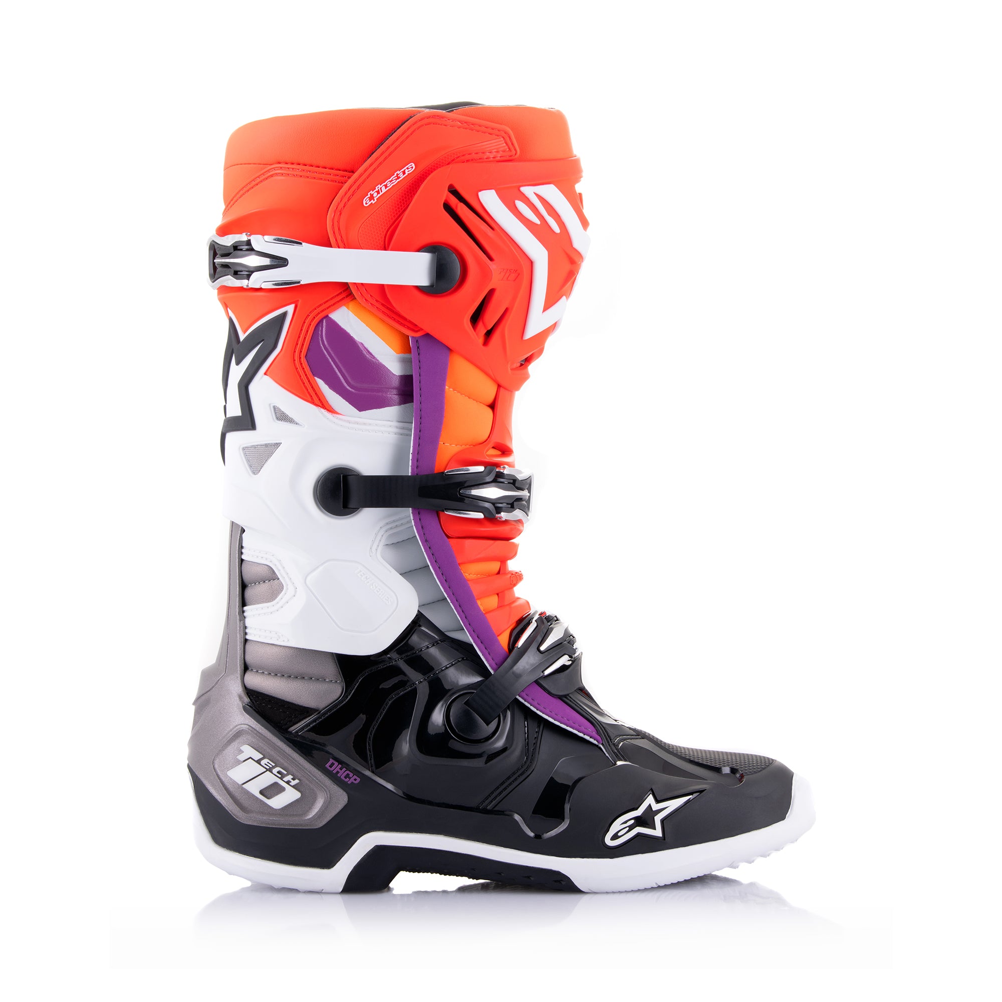 Alpinestars Tech 10 Motocross Boots - Black/Red/Fluorescent Orange/Fluorescent White