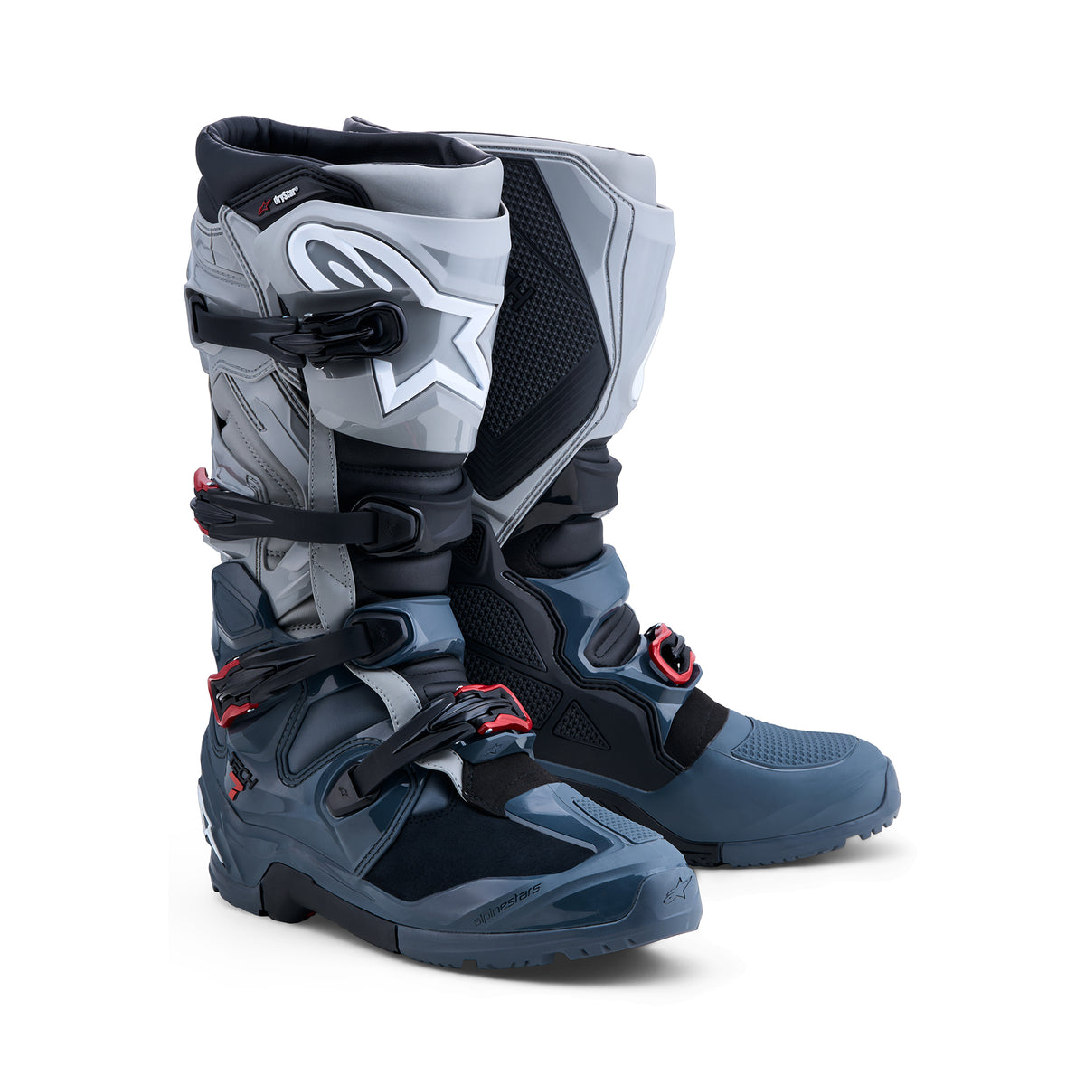 Alpinestars Tech 7 Enduro Drystar Boots - Dark Gray Mid Gray Bright Red