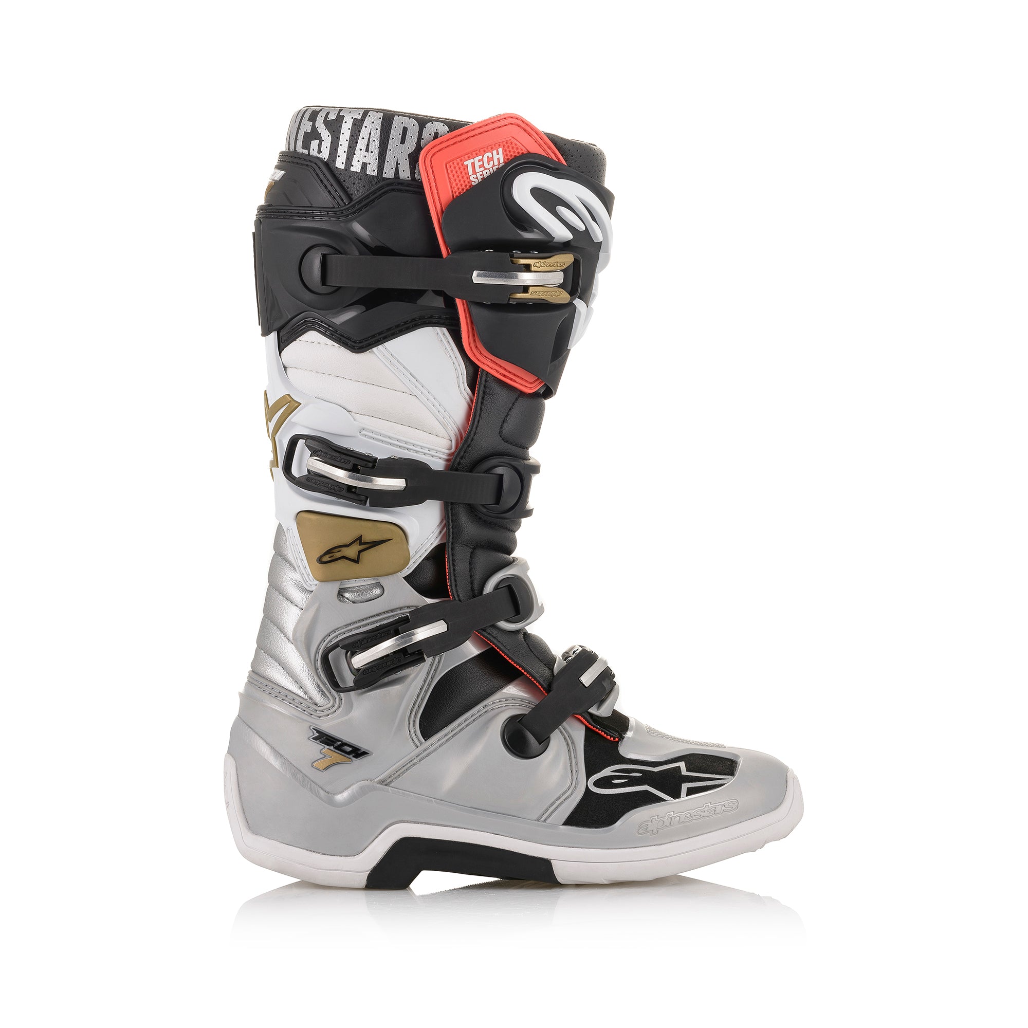 Alpinestars Tech 7 Motocross Boots - Black/Silver/White/Gold