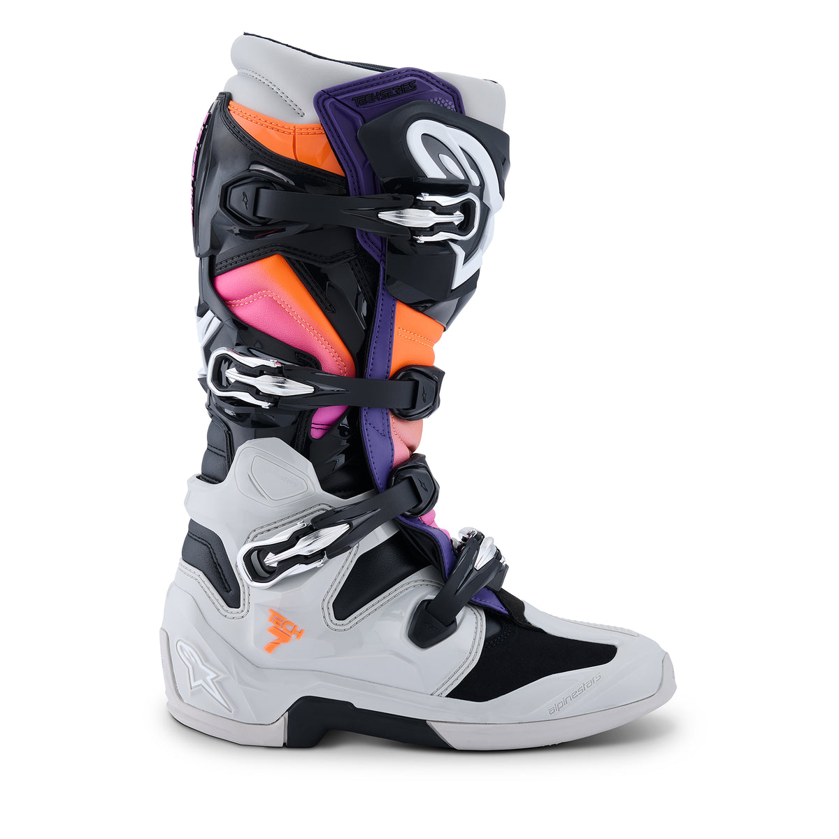 Alpinestars Tech 7 Boots - Black Light Gray Orange Fluo Magenta - view 2