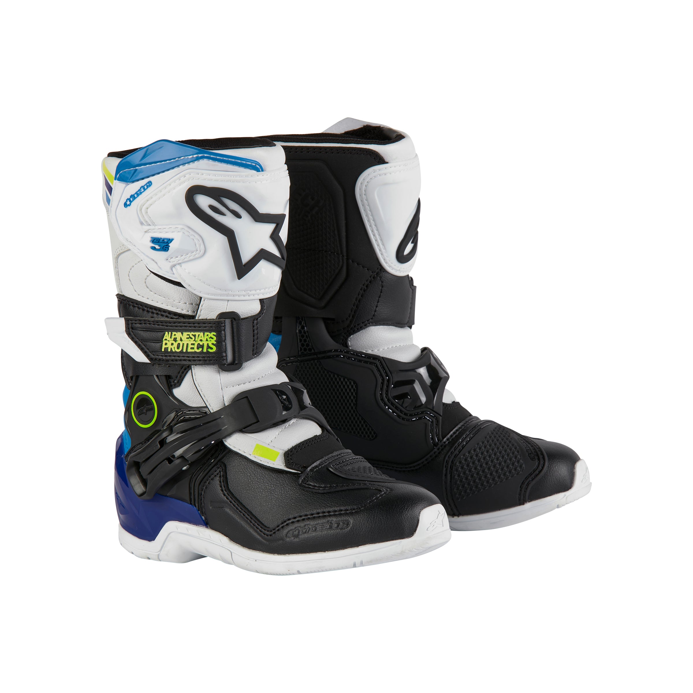 Alpinestars Tech 3S Kids - White Black Enamel Blue Boots