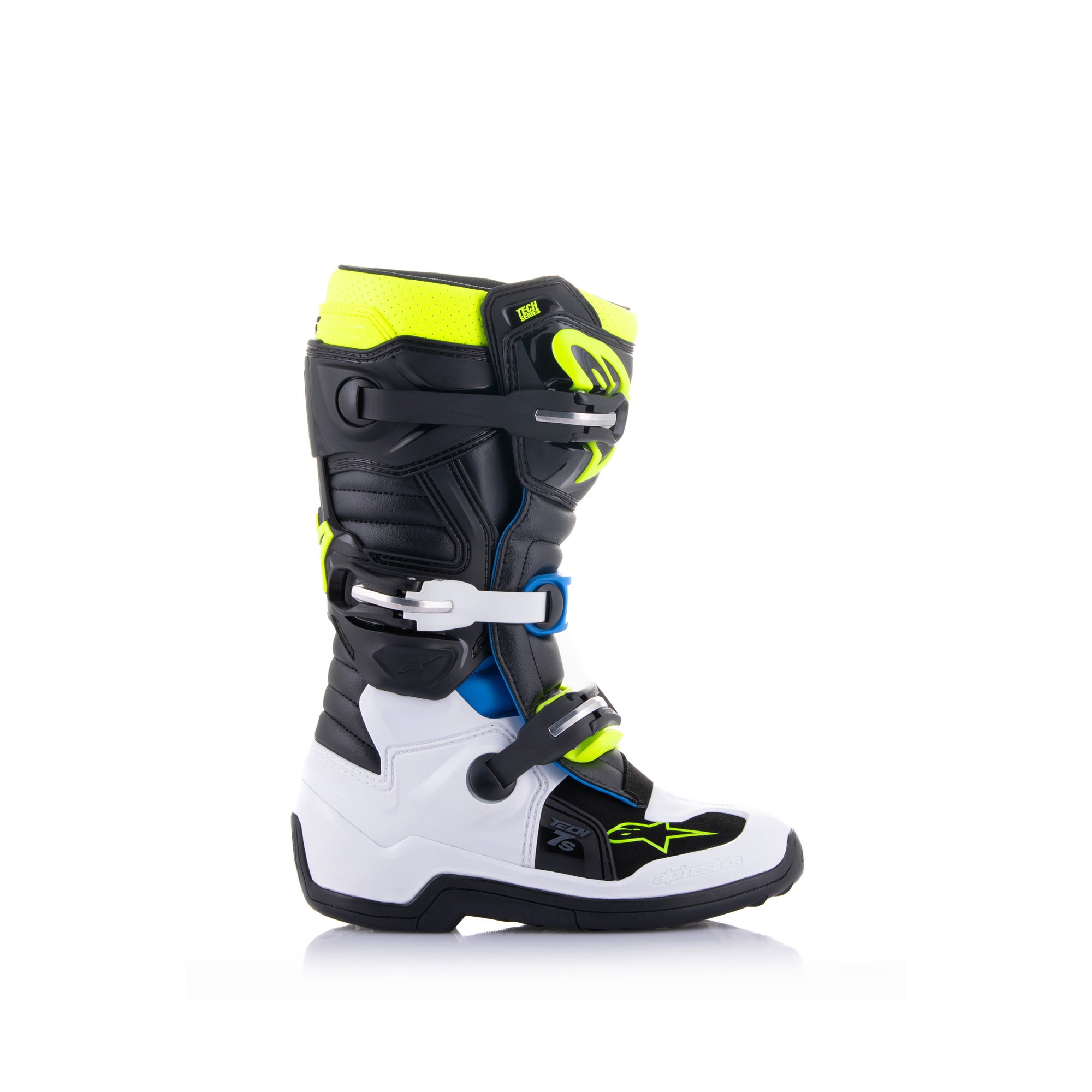 Alpinestars Tech 7S Youth - Black Enamel Blue Yellow Fluo Boots