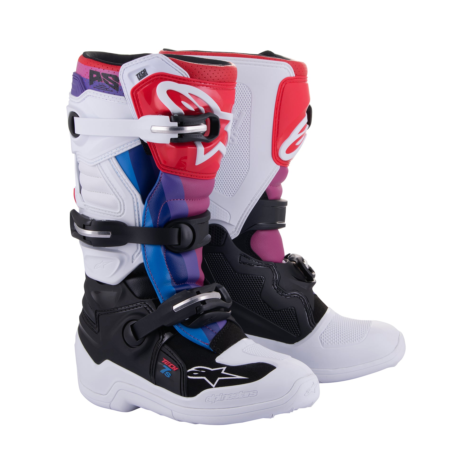 Alpinestars Tech 7S Youth - White Black Rainbow Boots