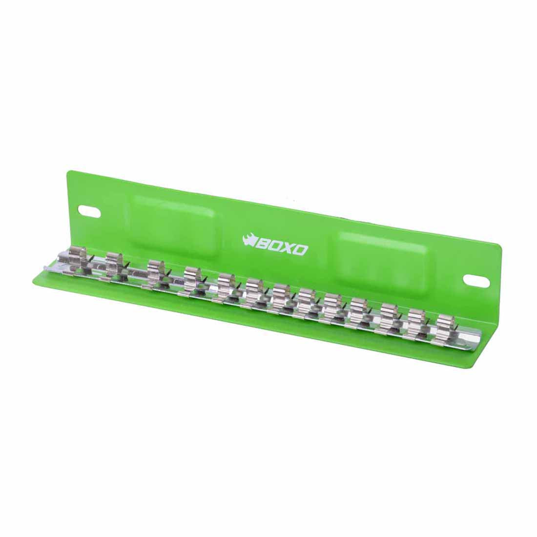BOXO 13Pc 1/4" Magnetic L-Type Socket Tray - Green or Red