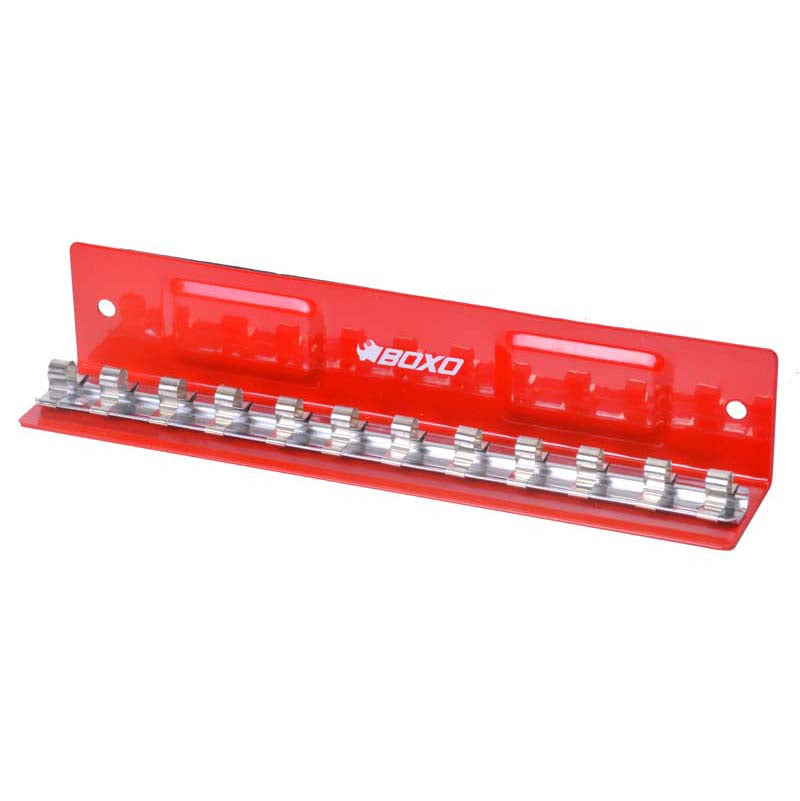 BOXO 13Pc 1/4" Magnetic L-Type Socket Tray - Green or Red
