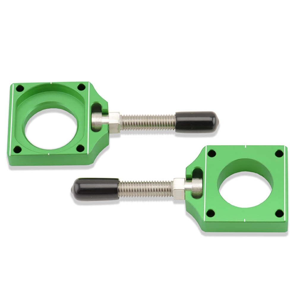 BOLT CHAIN ADJUSTER BLOCKS KAWASAKI KX250F 17-24, KX450F 16-24 GREEN