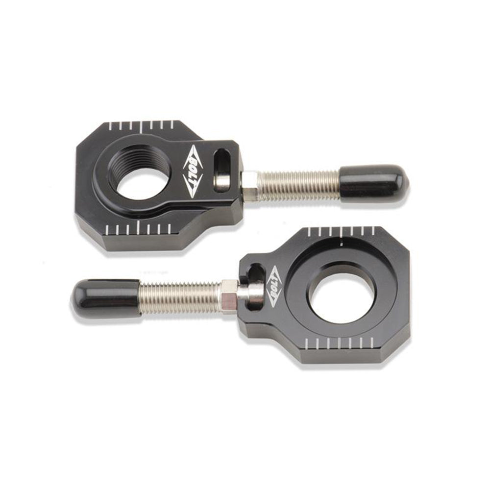 BOLT CHAIN ADJUSTER BLOCKS KTM/HUSKY SX/SX-F 00-12,  EXC/EXC-F 00-23 , TE/FE 14-23 BLACK (R)