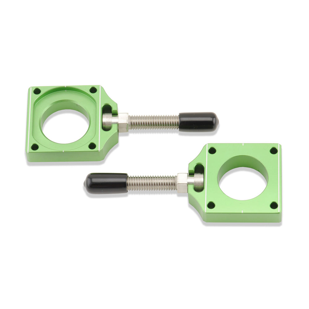 BOLT CHAIN ADJUSTER BLOCKS KAWASAKI KX125-250 04-08, KX250F 04-16, KX450F 06-15 GREEN