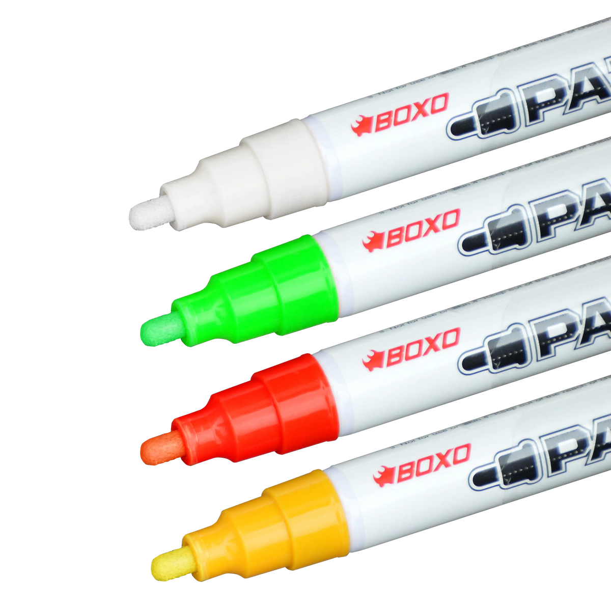 BOXO 12Pc Paint Markers (Red, Yellow, White & Green)