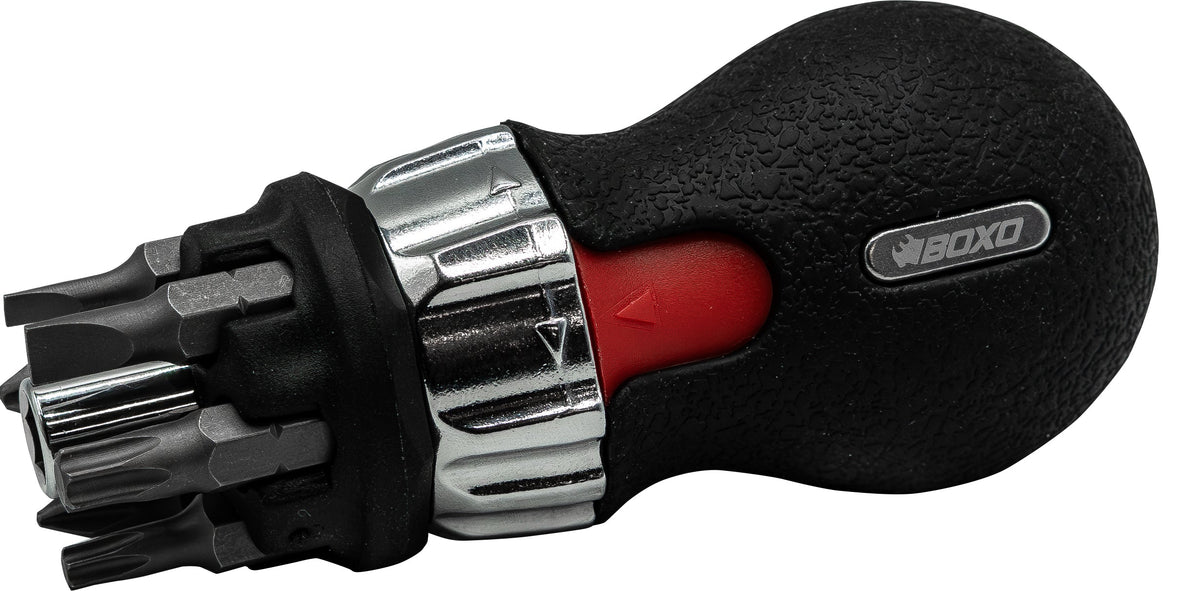 BOXO 6-in-1 Stubby Ratcheting Screwdriver