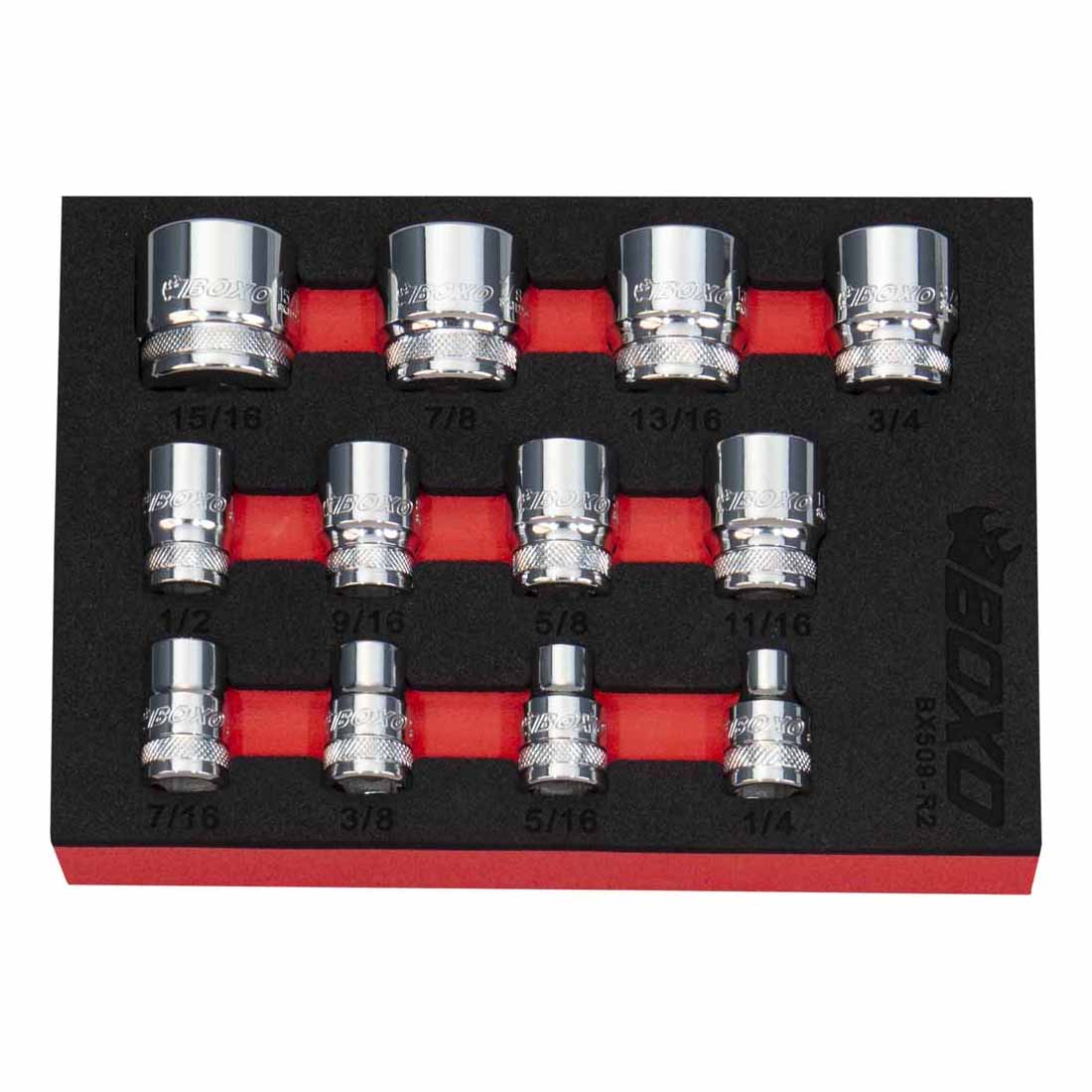BOXO 12Pc 3/8" Imperial 12PT Socket Set