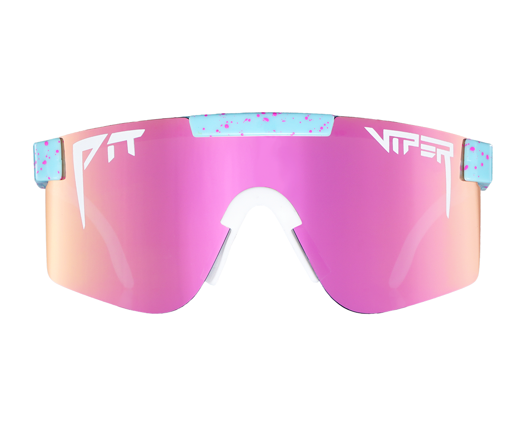 Man wearing 'The Gobby Polarized' sunglasses with sleek black frame and reflective lenses, outdoor setting