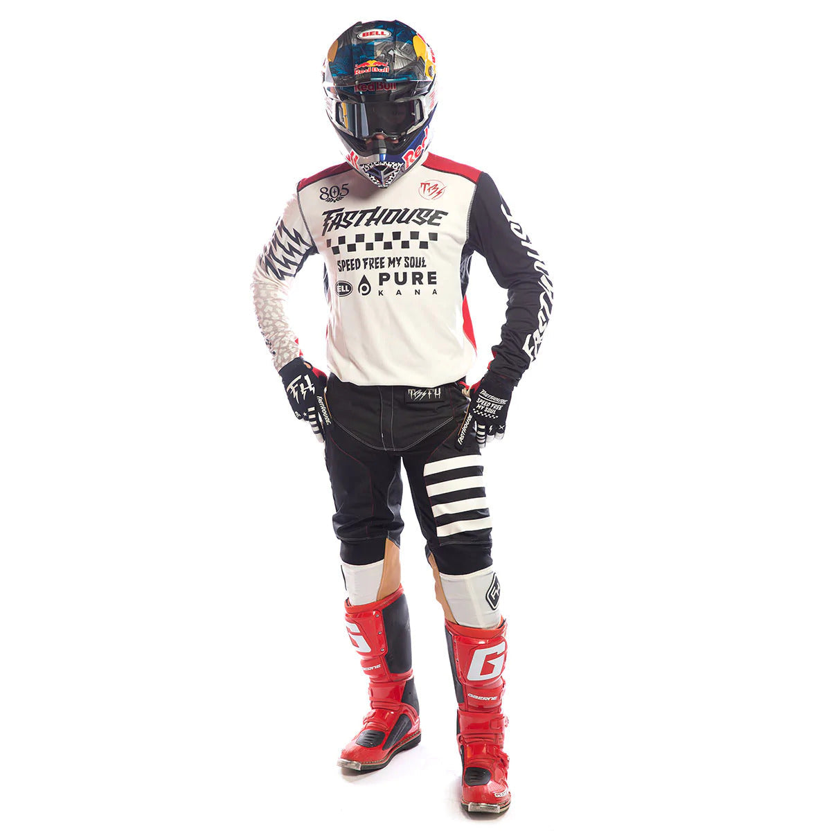 Youth Raven Bereman Long Sleeve Jersey - Cream/Red