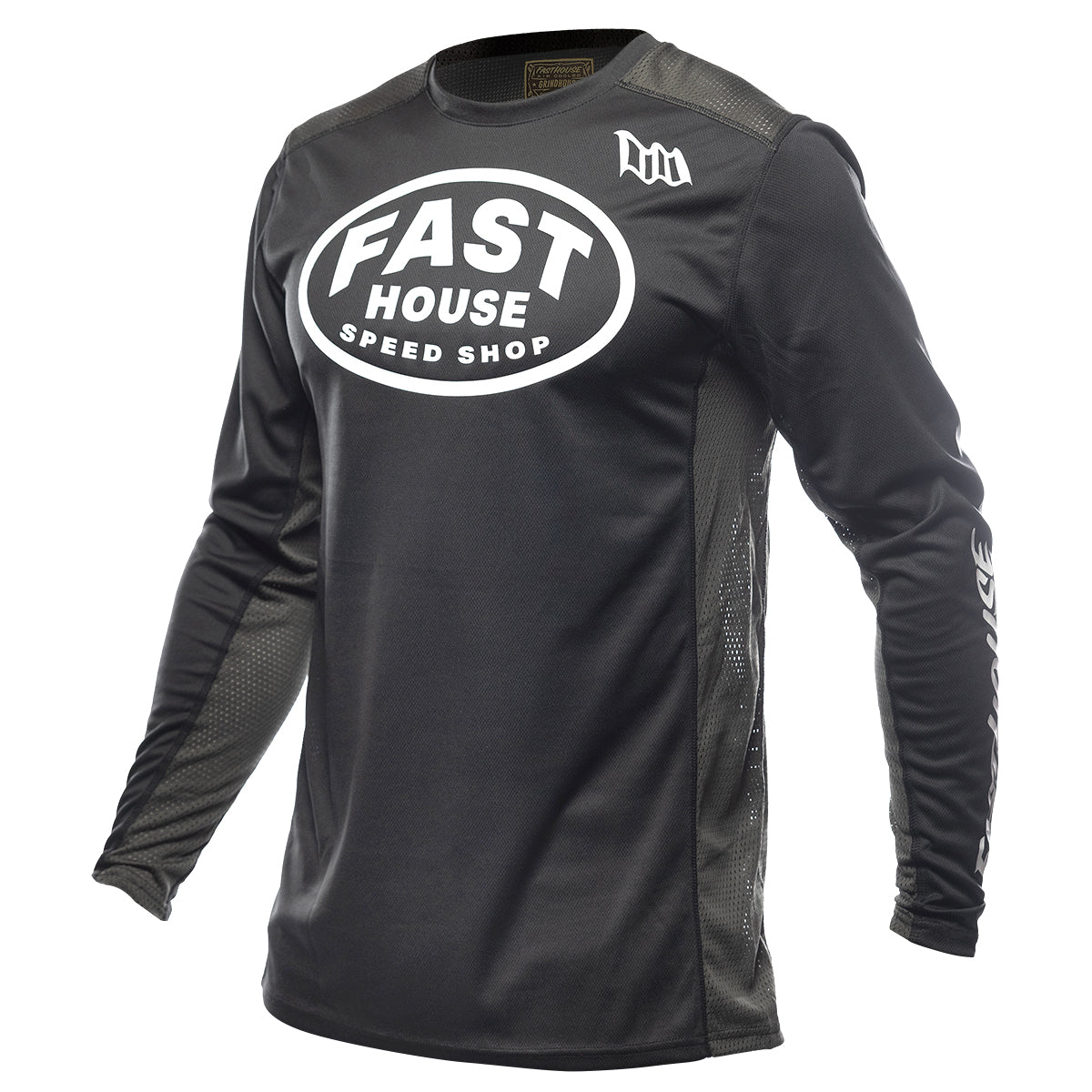 Grindhouse Air-Cooled Ramble Jersey in black and gray, breathable motocross riding shirt