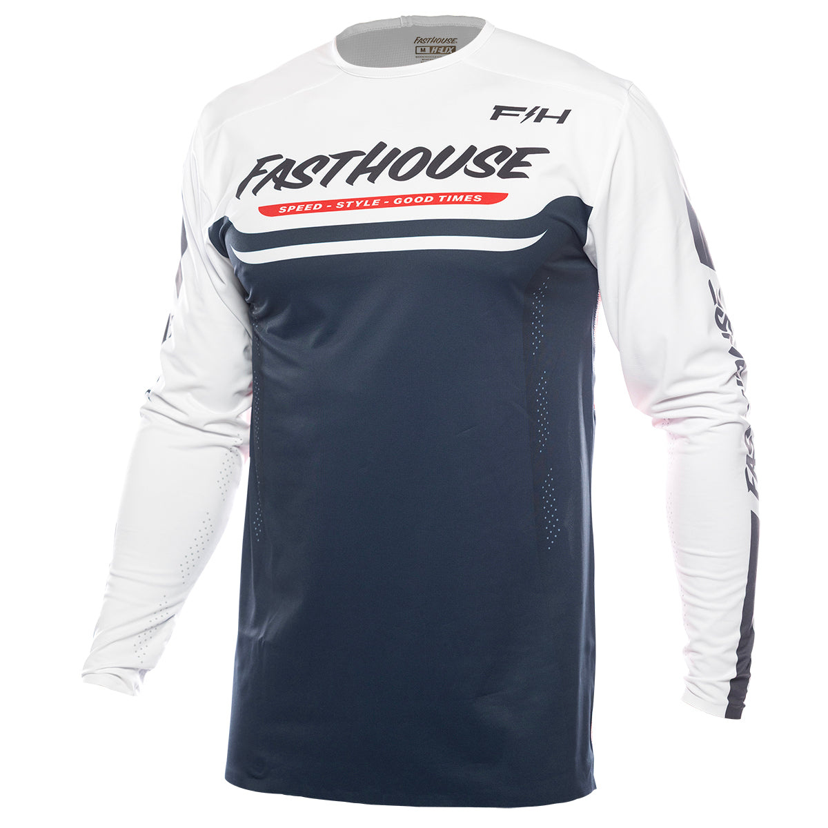 Helix Circuit Jersey in navy, white, and red colors featuring a modern cycling design