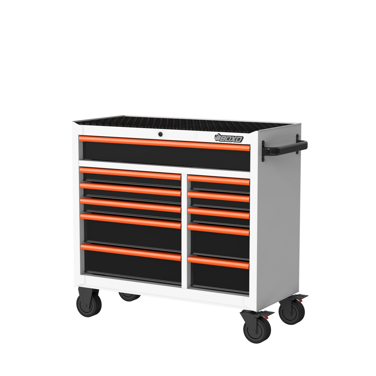 BOXO 41" 11 Drawer Roll Cabinet with Drawer Trim Pack - White Body with Coloured Trim Pack