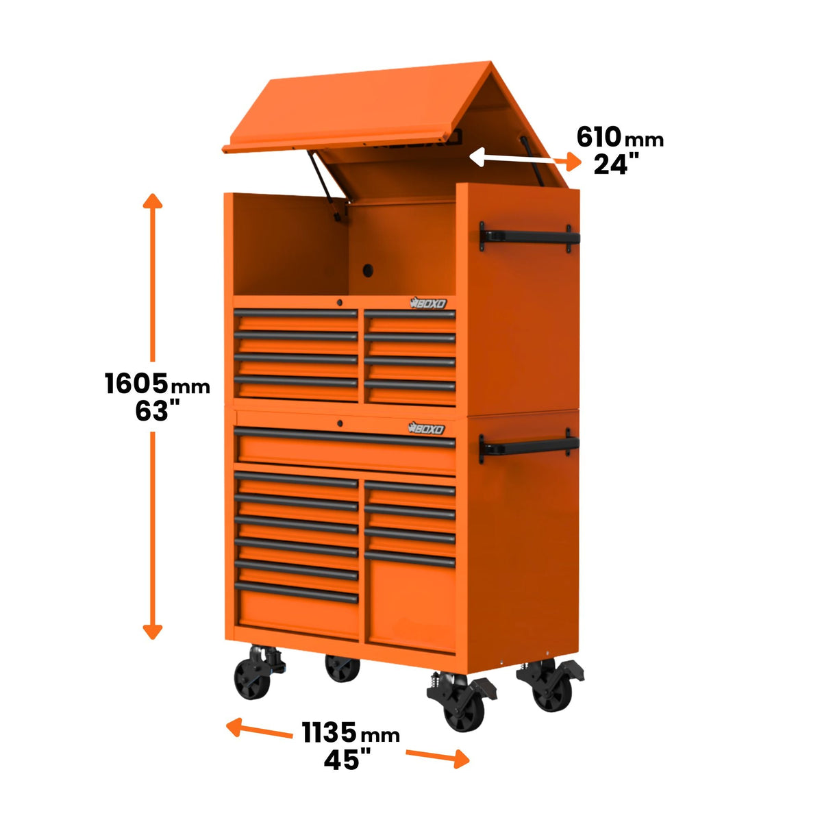 BOXO 45” 19 Drawer Toolbox Stack (Limited Edition Orange)