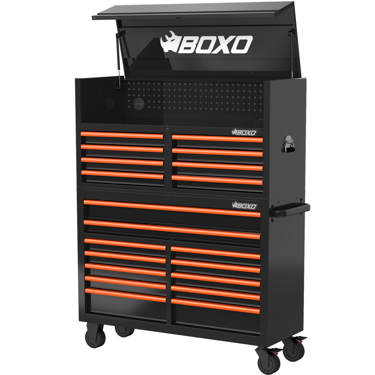 BOXO 53" 20 Drawer Toolbox Stack with Drawer Trim Pack - Black Body with Trim Colour Options
