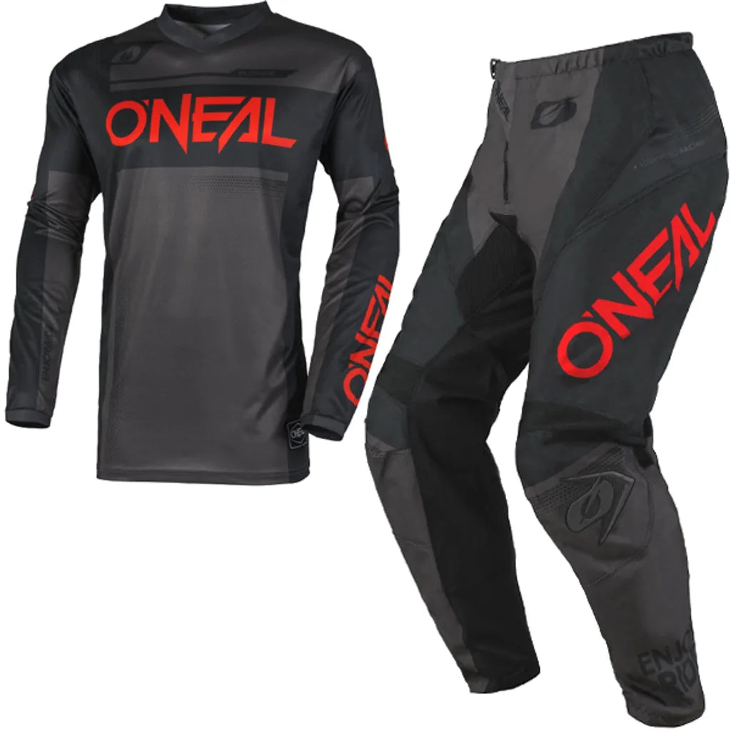 Element Jersey Racewear Kit Combo in Black and Gray featuring durable and stylish design for optimal comfort and performance.