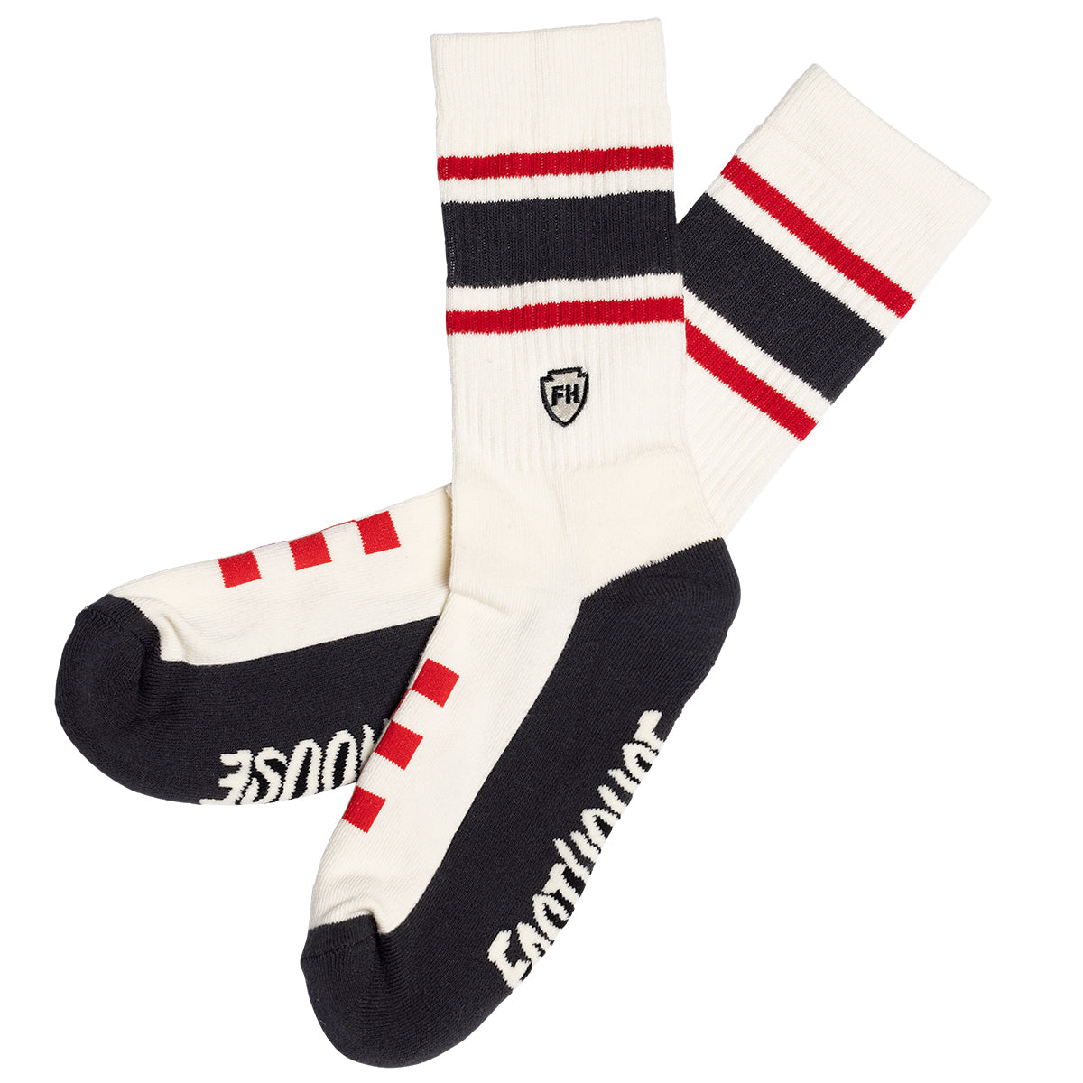White and black Venice Sock displayed on a neutral background, showcasing its stylish design and comfortable fit.