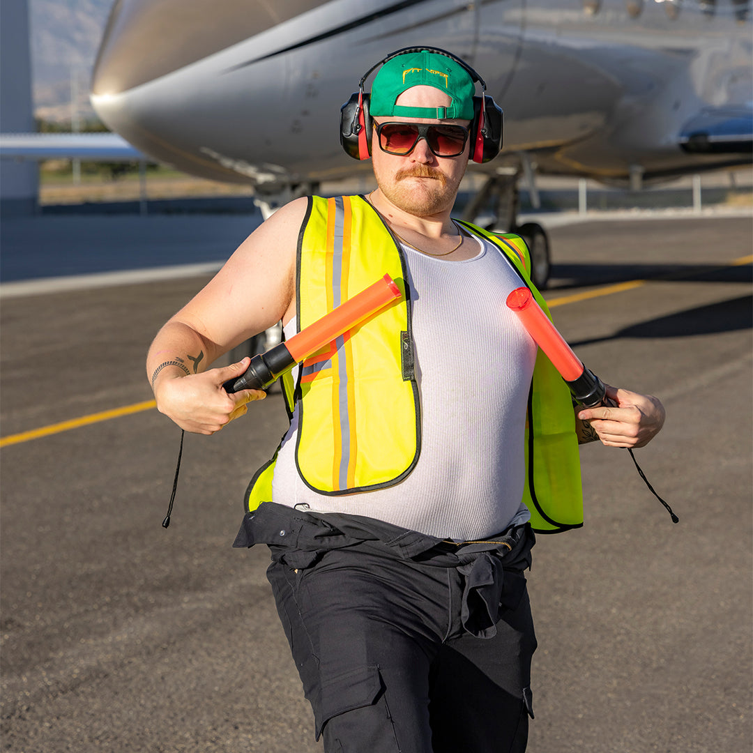 / Brown Fade | A man posing as an air traffic controller wearing Pit Viper Sunglasses