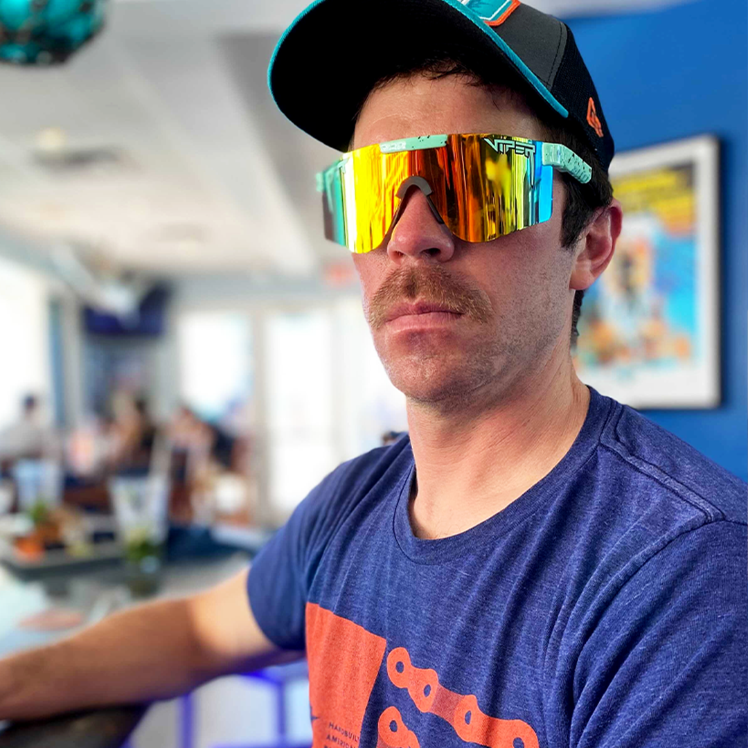 Wide / Polarized Rainbow | Man wearing The Poseidon Original from Pit Viper Sunglasses