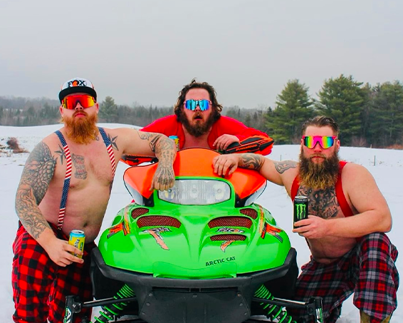 lifestyle - big boys ready to snowmobile
