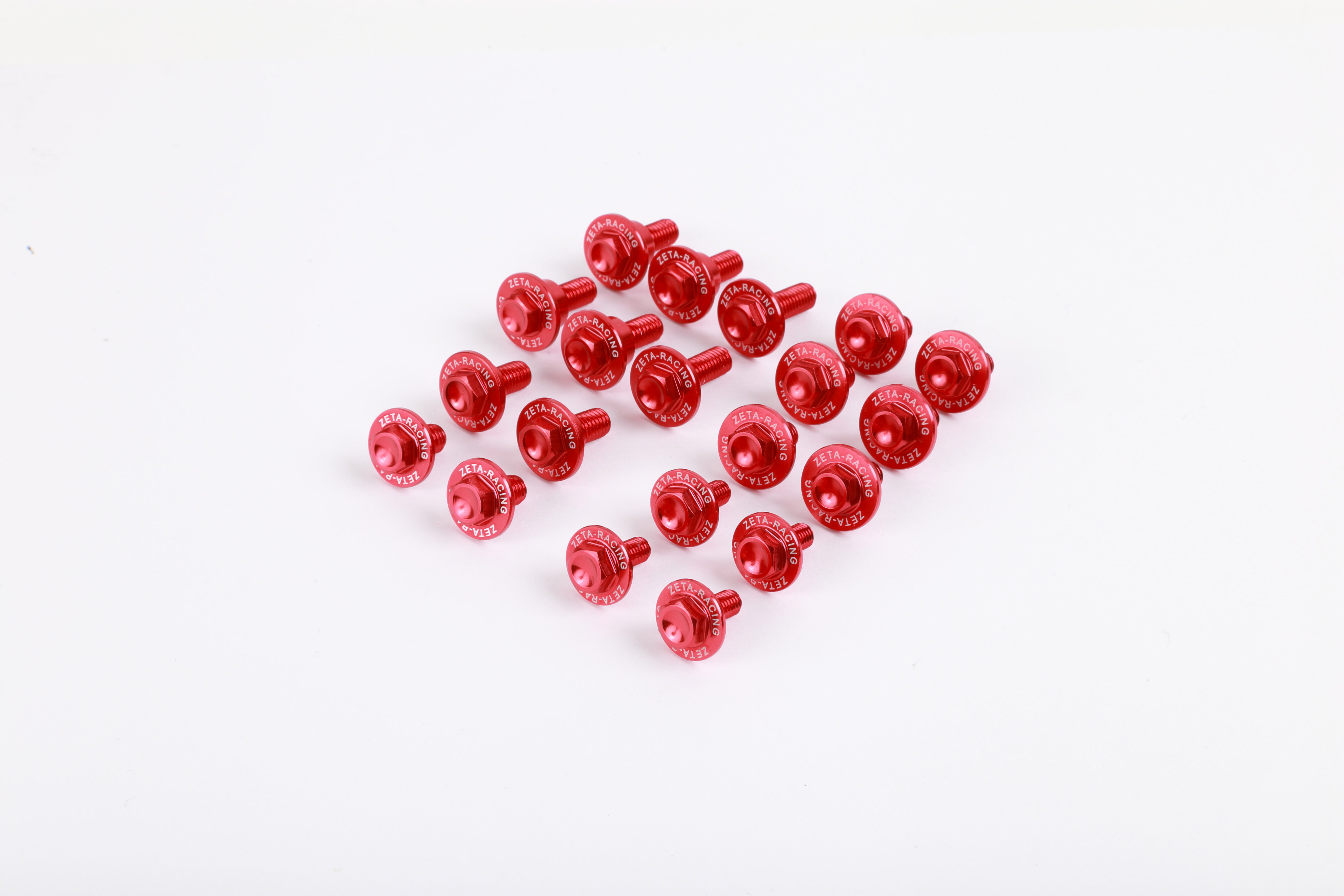 Aluminium bolt set in red color designed for CRF250R 2014-2017 and CRF450 2013-2016, suitable for plastics.