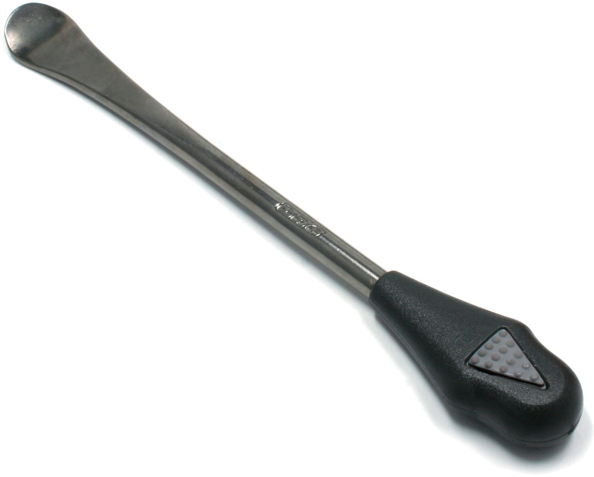 Pro tyre lever - 260 mm being used to remove a tire from a bicycle wheel