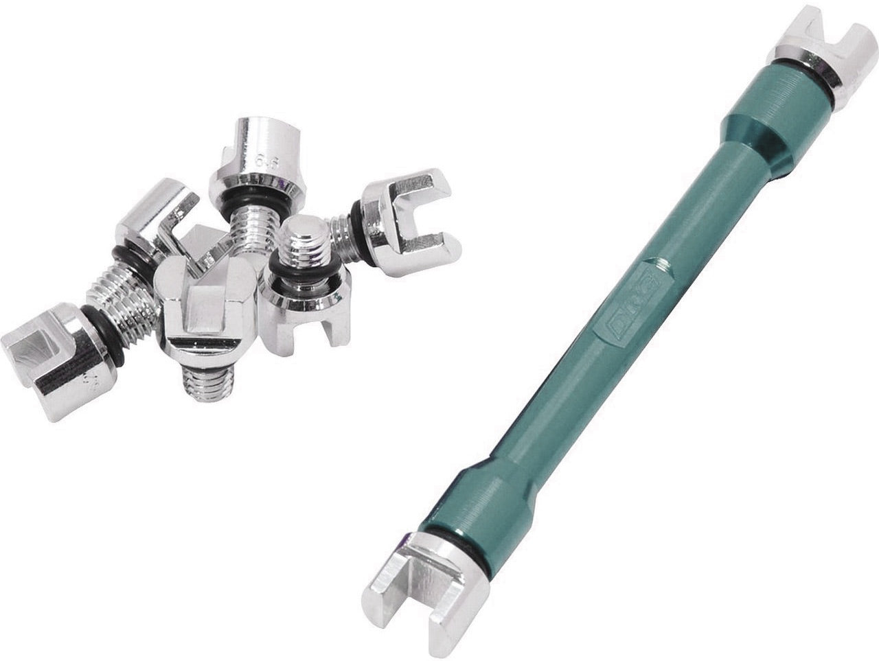 Mini spoke wrench made of durable titanium, designed for precision bike maintenance and easy spoke adjustments.