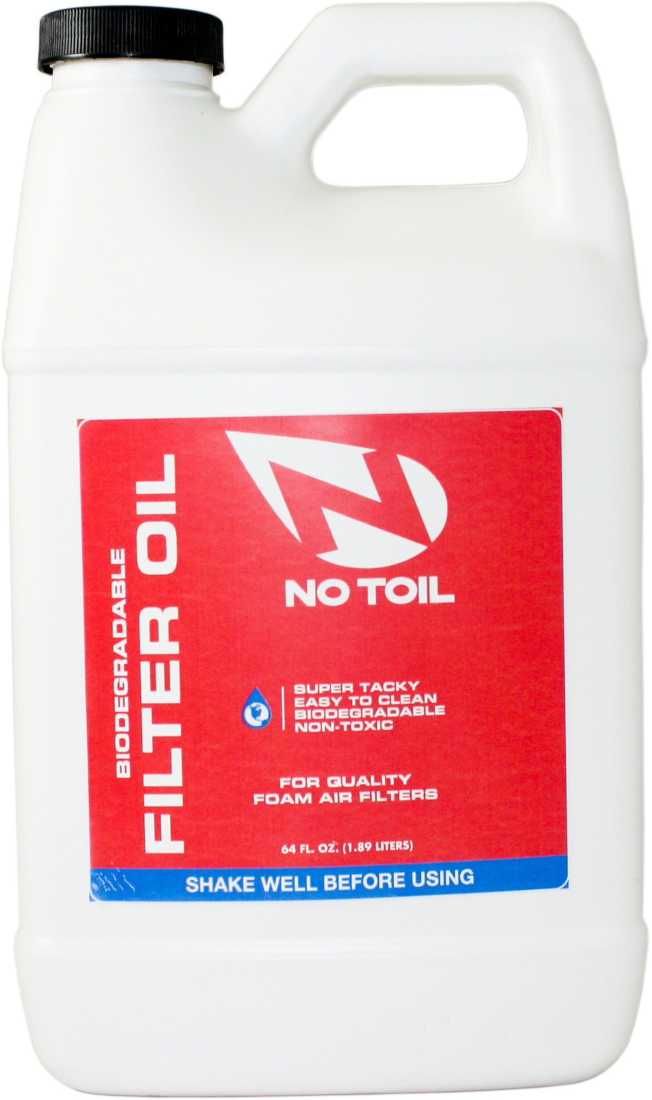 NoToil Air Filter oil bottle with a bright green label, designed for cleaning and maintaining motorcycle and ATV air filters.