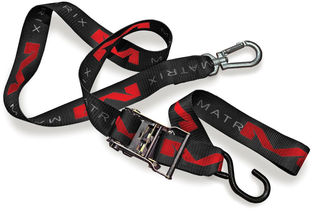M1 1.5 Phatty Tiedowns Ratcheting with durable straps and ratcheting mechanism, ideal for securing cargo.