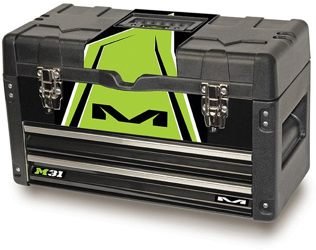 M31 Worx Box with multiple compartments and tools displayed inside, designed for efficient organization and transport.