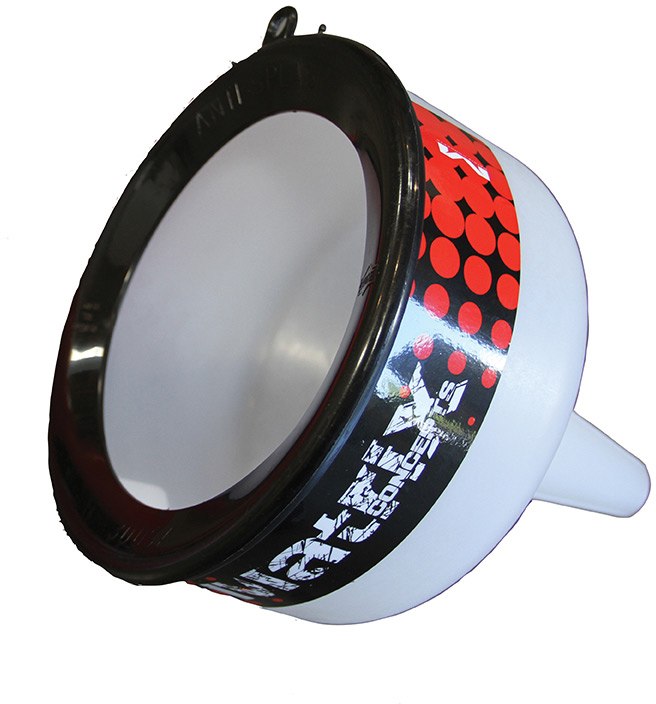 M51 Gas Funnel used for fuel transfer, featuring a wide mouth for easy pouring and a sturdy design for durability.