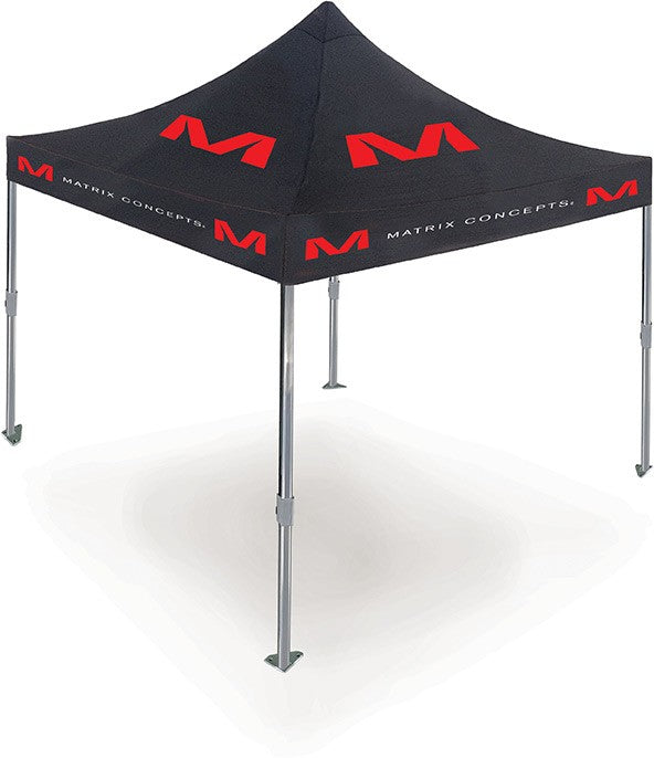 Matrix Pop-Up Tent in black and red, showcasing a durable canvas design.