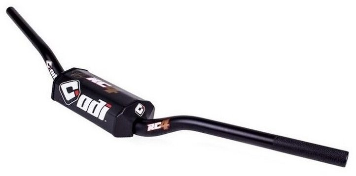 Podium Flight Handlebar RC Signature bend in black with aerodynamic design and ergonomic grips displayed on a wooden surface.