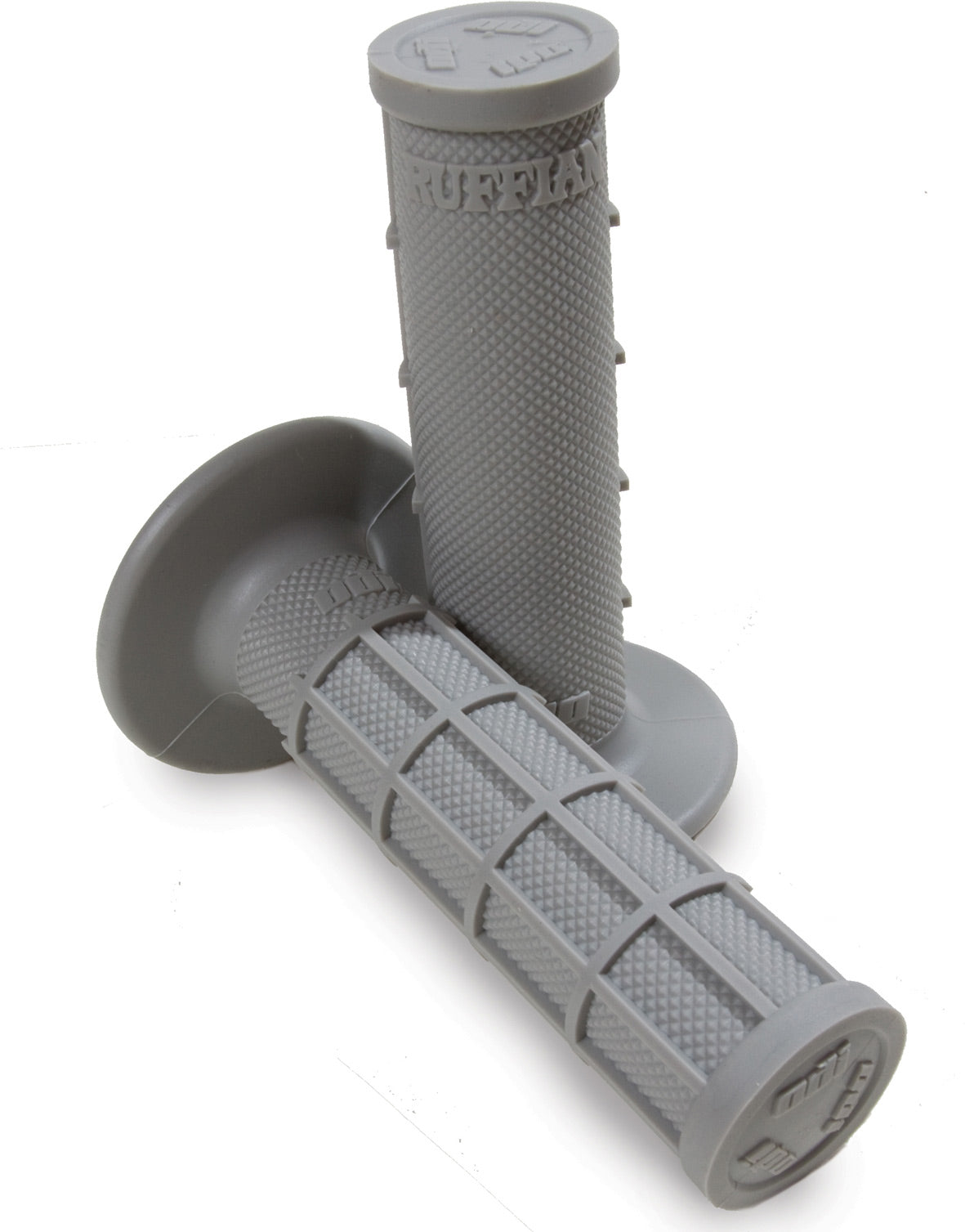 Ruffian Half-Waffle Grips in black with textured surface for improved grip and control on bicycles.