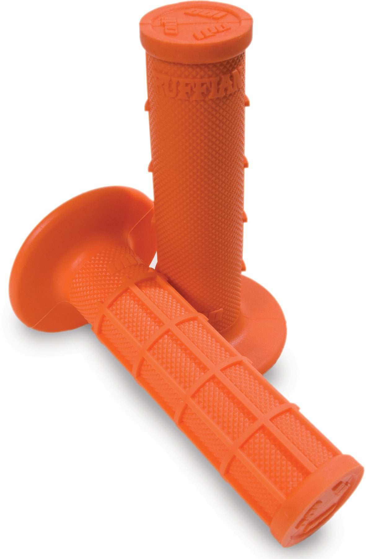 Ruffian Half-Waffle Grips in black rubber with textured surface for improved grip and control on handlebars.