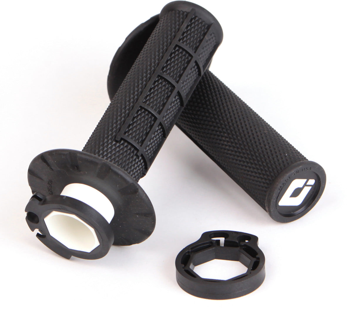 Half Waffle MX Lock-On Grip Set featuring textured grips for improved control and stability on motocross bikes.