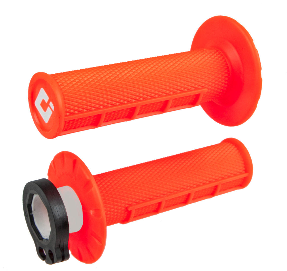 Half Waffle MX Lock-On Grip Set in Flo-Orange color
