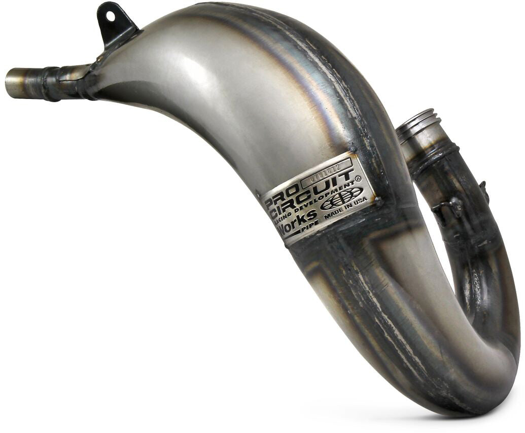 Works Finish pipe for Kawasaki KX125 model years 2004 to 2008, showcasing sleek design and high-performance features.